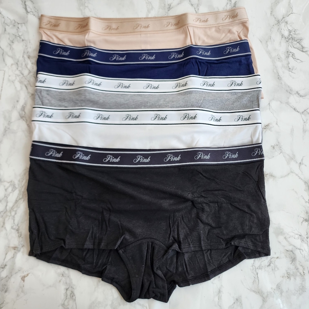 Victoria's Secret Pink 5-Pack Logo Cotton Shortie Panties Boy Short XL